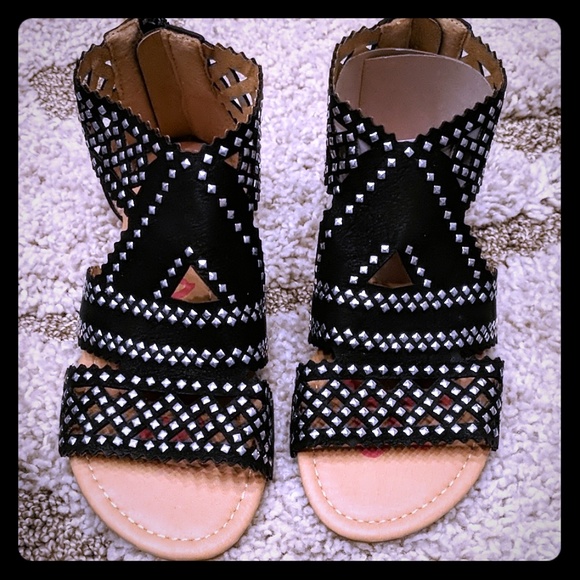 I❤️yokids new girls black gladiator sandals - Picture 1 of 4